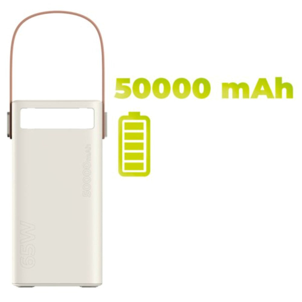 Mobile Origin 50,000mAh Outdoor Powerbank with 65W - 2 x USB-C - 2 x USB-A - Flashlight - Handle - White