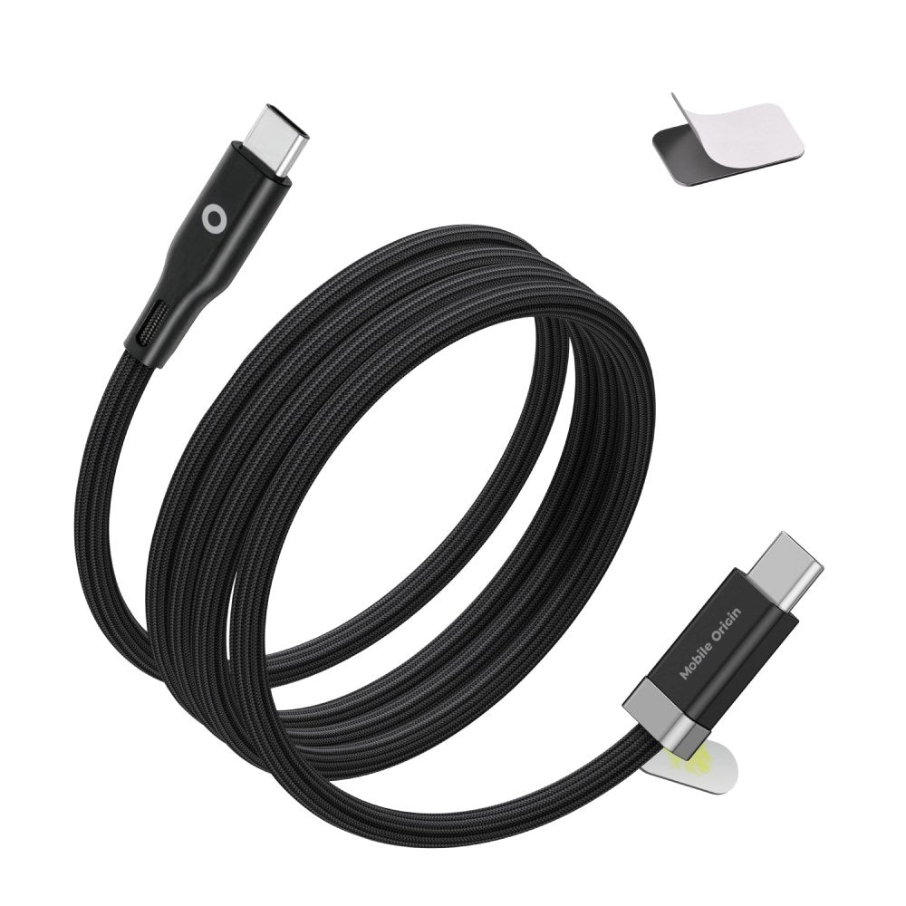 Magnetic USB-C to USB-C Cable Mobile Origin 60W with 2x Self-Adhesive Magnetic Pads - 1.5m - Black