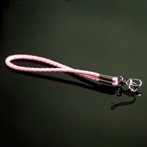 Wrist strap in braided leather for your gadget - pink