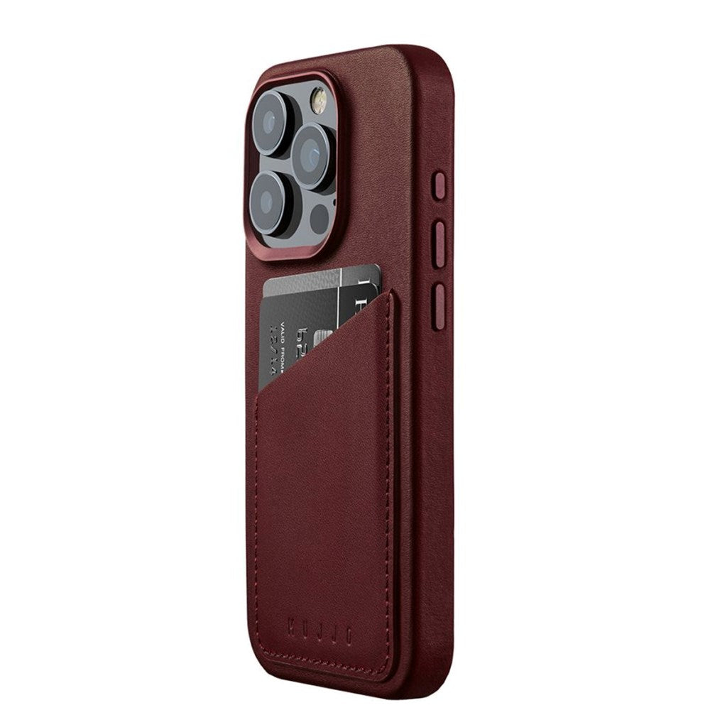 Mujjo iPhone 15 Pro Leather Wallet Case - MagSafe Compatible - Brown