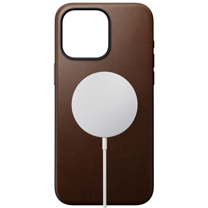 iPhone 15 Pro Max Nomad Modern Leather Case - MagSafe Compatible - Brun