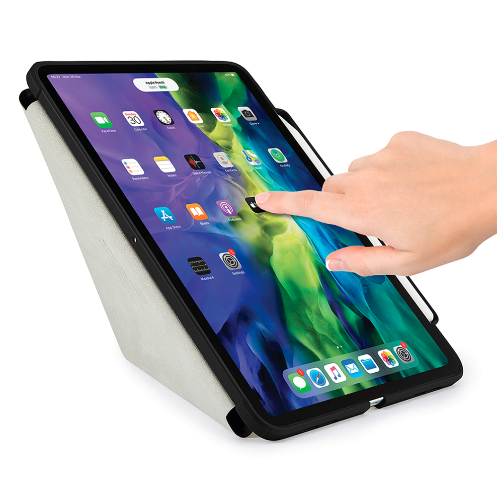 iPad Air (2022 / 2020) Cover - Pipetto Origami No3 Case w. Apple Pencil Holder - Black / Transparent