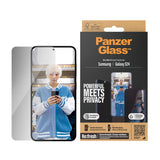 Samsung Galaxy S24 PanzerGlass Ultra Wide Fit Re:fresh Screen Protector m. EasyAligner - Privacy - Platinum Strength - Transparent / Black Edge