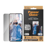 Samsung Galaxy S24+ (Plus) PanzerGlass Ultra Wide Fit Re:fresh Screen Protector m. EasyAligner - Privacy - Platinum Strength - Transparent / Black Edge