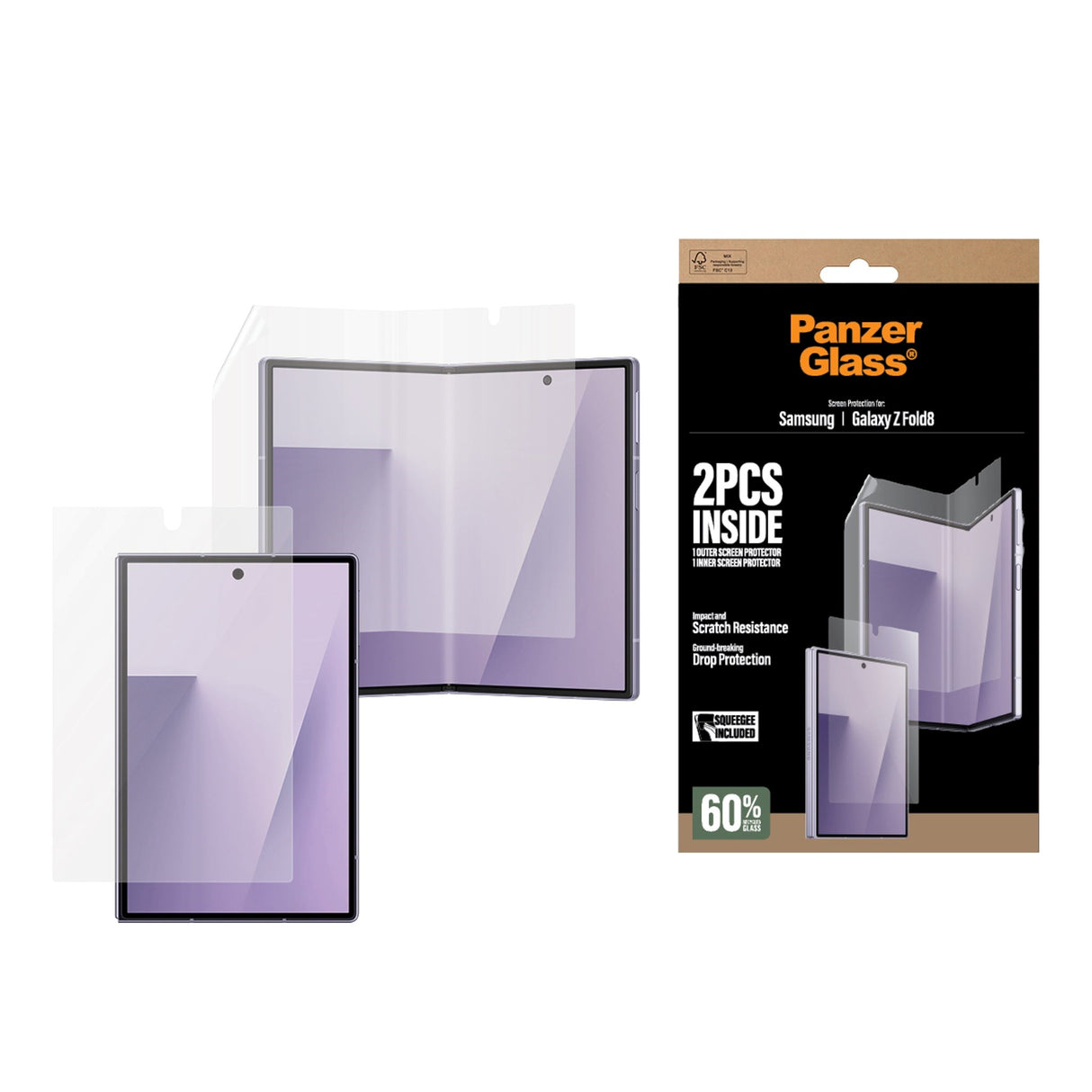 Samsung Galaxy Z Fold8 PanzerGlass® Classic Fit Screen Protector For Front & Interior - Transparent