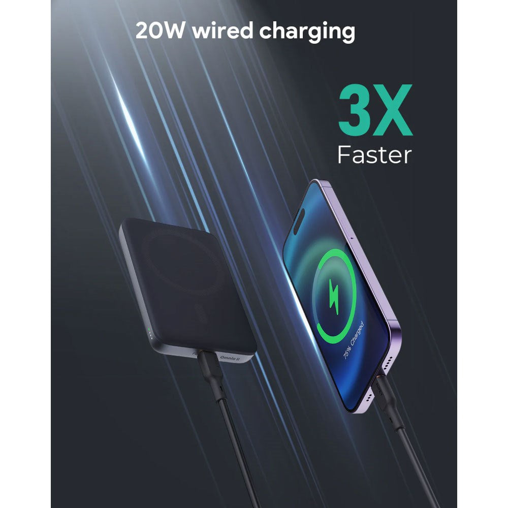 Aukey MagFusion 6,700mAh Powerbank with Wireless Charging & Stand Function - MagSafe / Qi2 Compatible - Grey