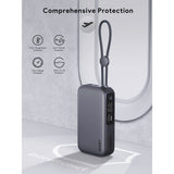 Aukey Spark Sling Powerbank with Built-in USB-C Cable & Display - 10,000mAh - 30W - 1 x USB-C - 1 x USB-A - Grey