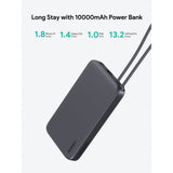Aukey Spark Sling Powerbank with Built-in USB-C Cable - 10,000mAh - 20W - 1 x USB-C - 1 x USB-A - Grey