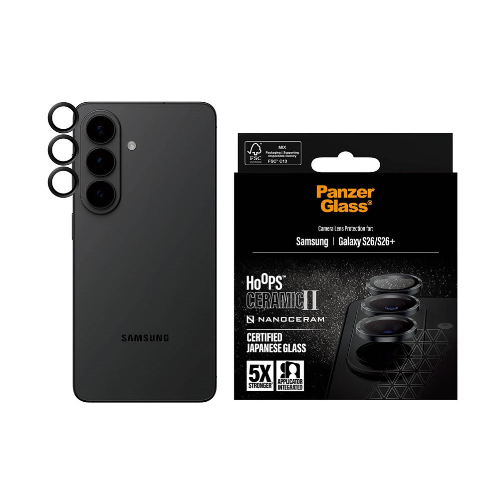 Samsung Galaxy S26 / S26+ (Plus) PanzerGlass Ceramic Hoops Camera Lens Protection with Installation Frame - Black