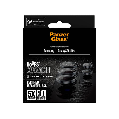 Samsung Galaxy S26 Ultra PanzerGlass Ceramic Hoops Camera Lens Protection with Installation Frame - Black