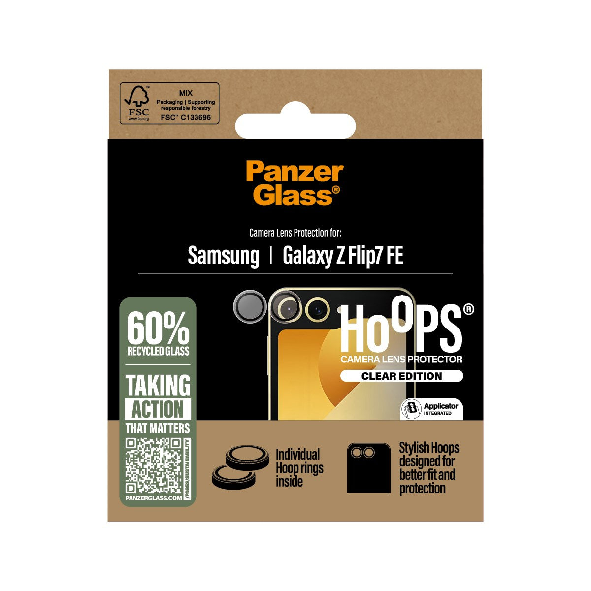 Samsung Galaxy Z Flip7 FE PanzerGlass Hoops Camera Lens Protector - Transparent