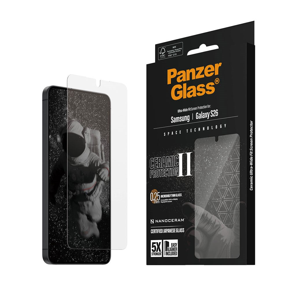 Samsung Galaxy S26 PanzerGlass Ceramic Screen Protection with EasyAligner - Ultra Wide Fit - Transparent