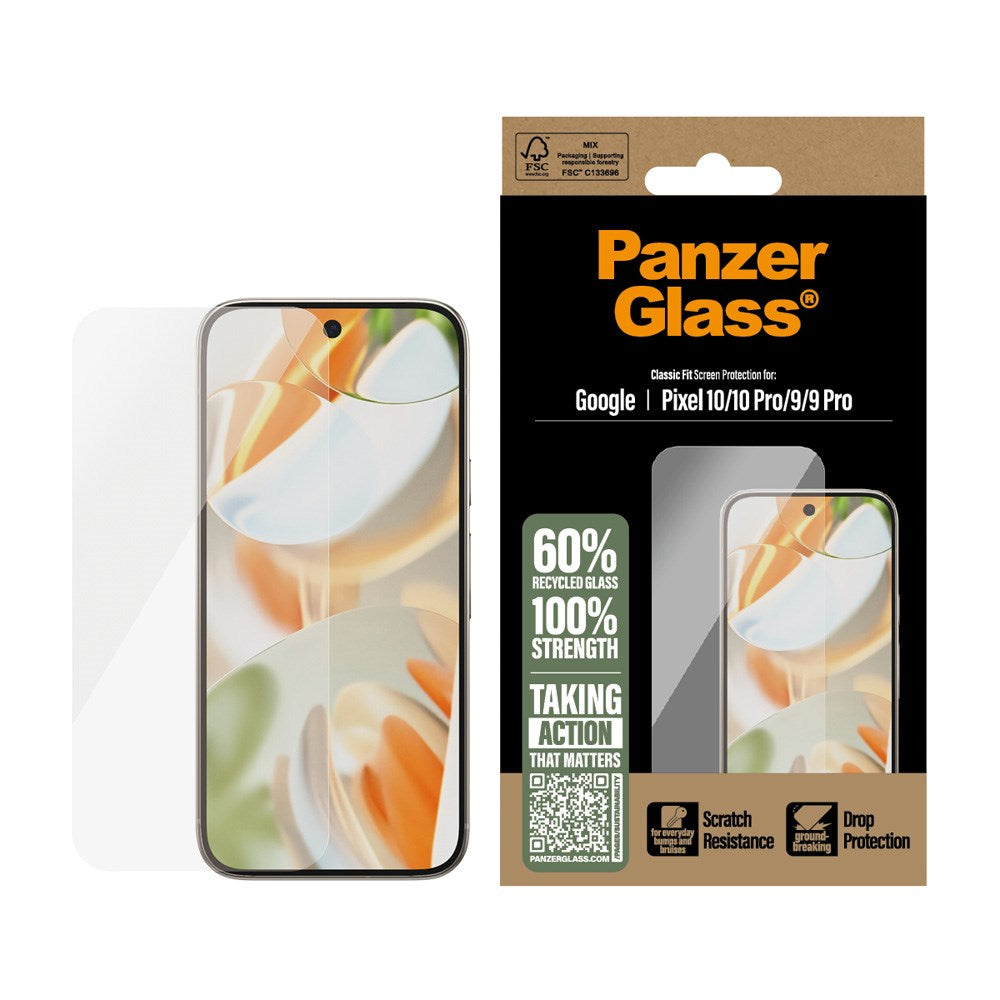 PanzerGlass Google Pixel 10 / 10 Pro / 9 / 9 Pro Screen Protector Glass - Classic Fit - Transparent