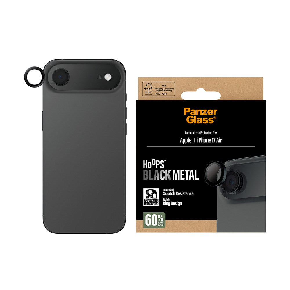 PanzerGlass iPhone Air Hoops Camera Lens Protection with Installation Frame - Black