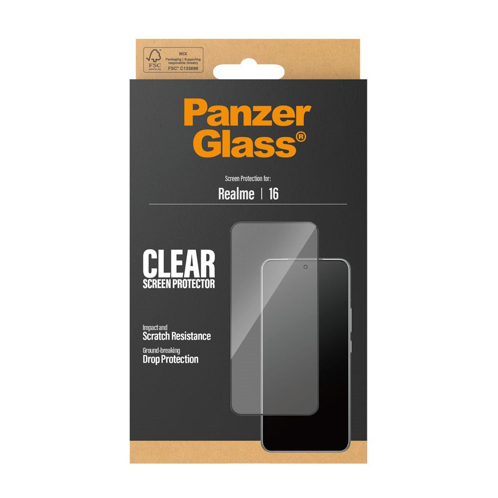 Realme 16 PanzerGlass Screen Protector Glass - Ultra Wide Fit with EasyAligner - Transparent
