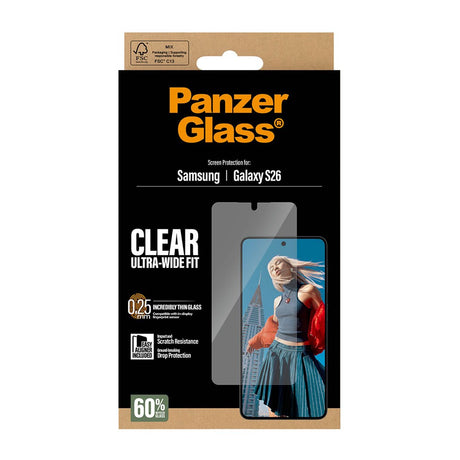 Samsung Galaxy S26 PanzerGlass Screen Protector Glass with EasyAligner - Ultra Wide Fit - Transparent