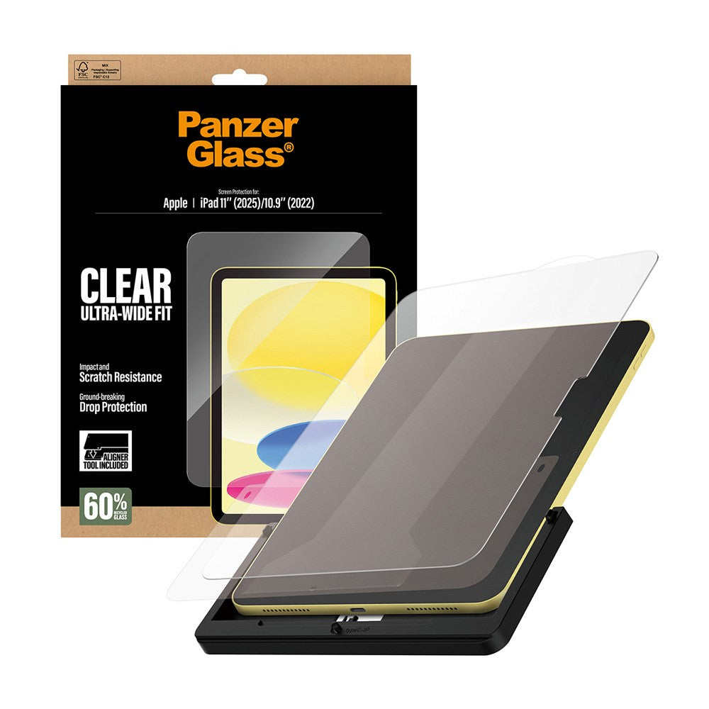 PanzerGlass iPad 11" (2025) / 10.9" (2024 / 2022) Screen Protector Glass with Installation Frame - Ultra-Wide Fit - Transparent