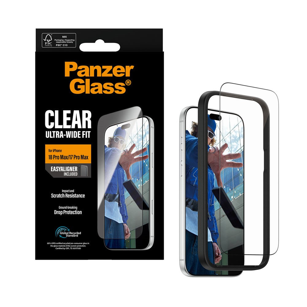iPhone 18 Pro Max  / 17 Pro Max PanzerGlass Screen Protector Glass - Ultra Wide Fit with EasyAligner - Transparent