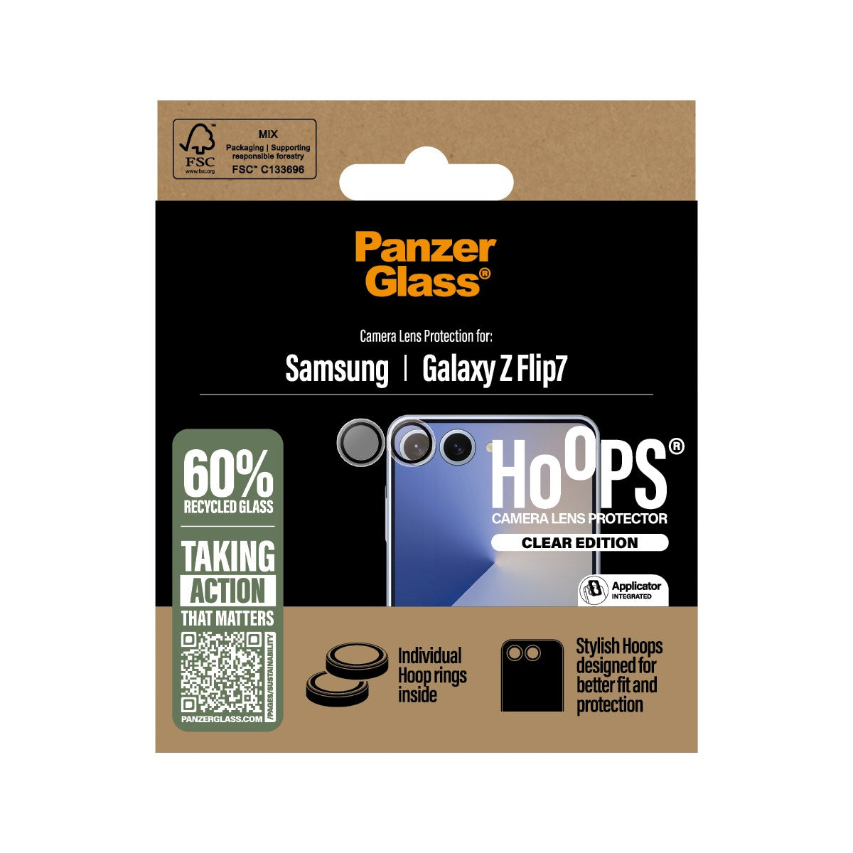 Samsung Galaxy Z Flip7 PanzerGlass Hoops Camera Lens Protector - Transparent