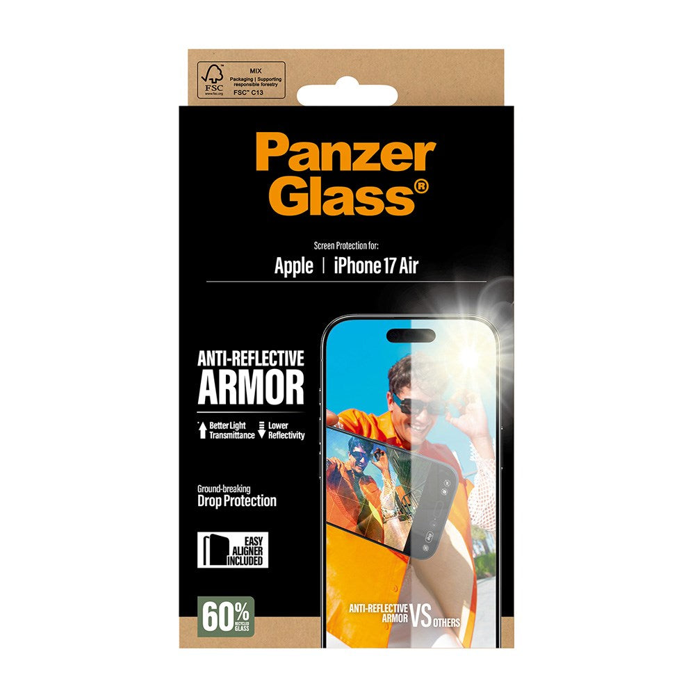 PanzerGlass iPhone Air Ultra Wide Fit Screen Protector with EasyAligner - Anti-Reflective - Transparent