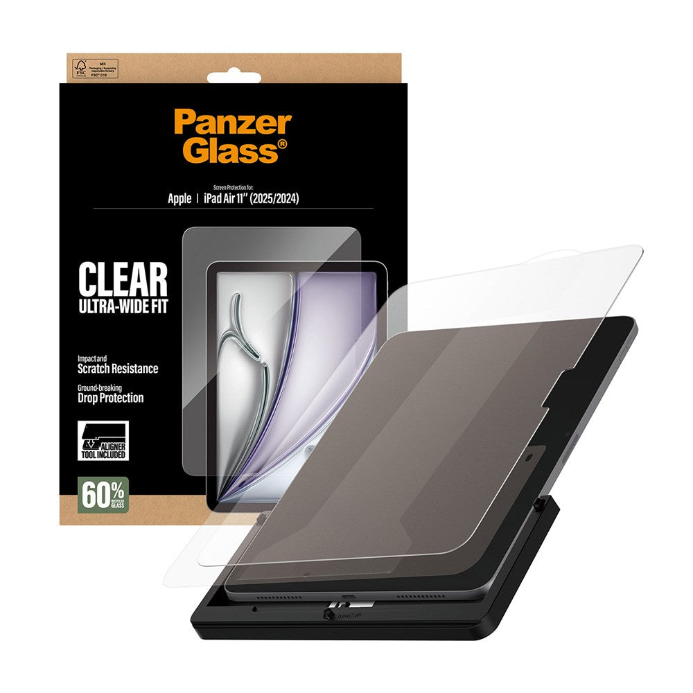 PanzerGlass iPad Air 11" (2025 / 2024) Screen Protector Glass with Installation Frame - Ultra-Wide Fit - Transparent