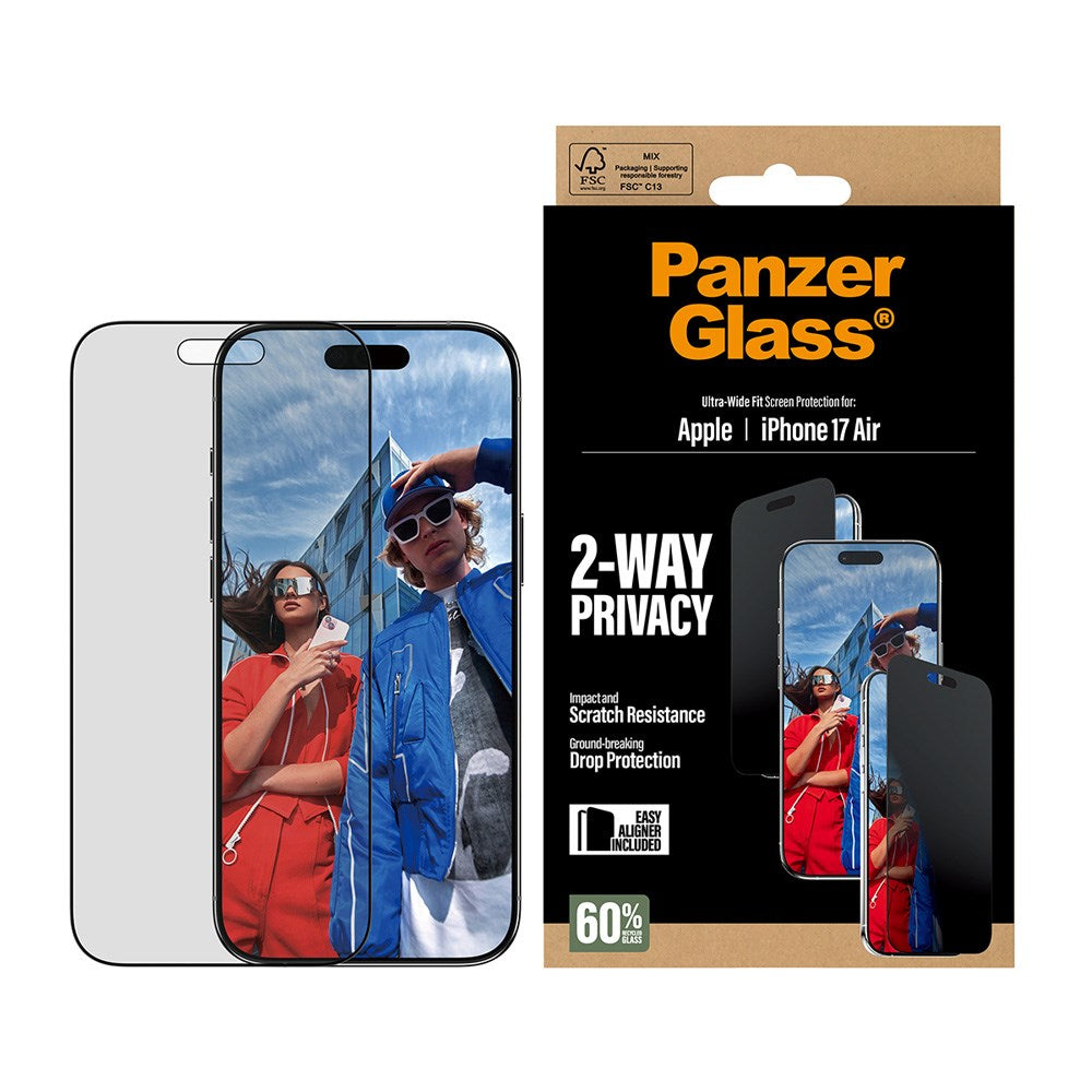 PanzerGlass iPhone Air 2-Way Privacy Screen Protection - Ultra-Wide Fit - Transparent