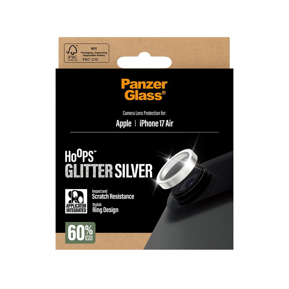 PanzerGlass iPhone Air Hoops Camera Lens Protection with Installation Frame - Glitter Silver