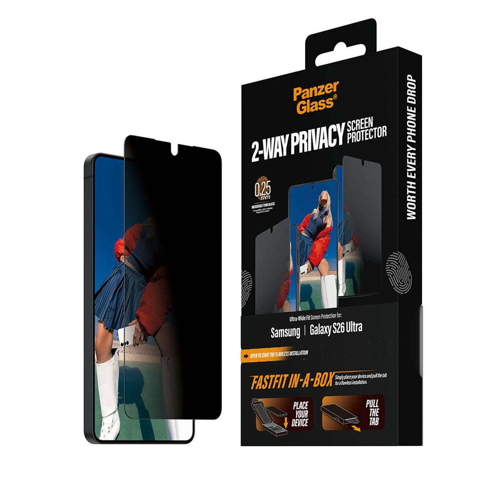 Samsung Galaxy S26 Ultra PanzerGlass 2-Way Privacy Screen Protection with FastFit In-A-Box - Transparent