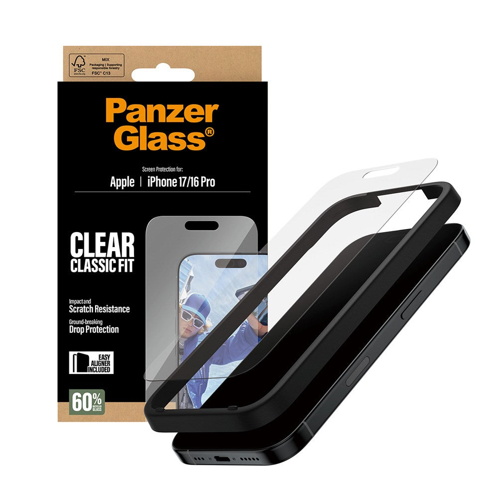 PanzerGlass iPhone 17 / 16 Pro Screen Protector Glass with EasyAligner - Classic Fit - Transparent
