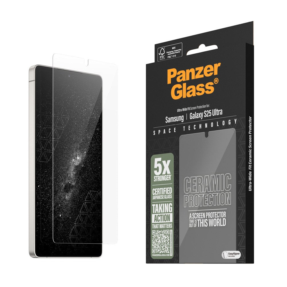 PanzerGlass Samsung Galaxy S25 Ultra - Ultra-Wide Fit Ceramic  Screen Protector Glass - Transparent