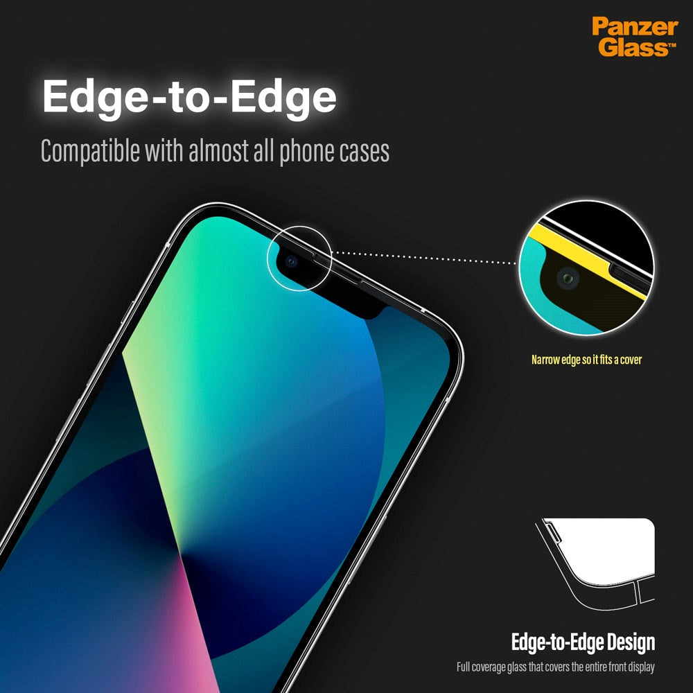 iPhone 13 / 13 Pro PanzerGlass Antibacterial Edge-to-Edge Screen Protector - Case Friendly - Black Edge