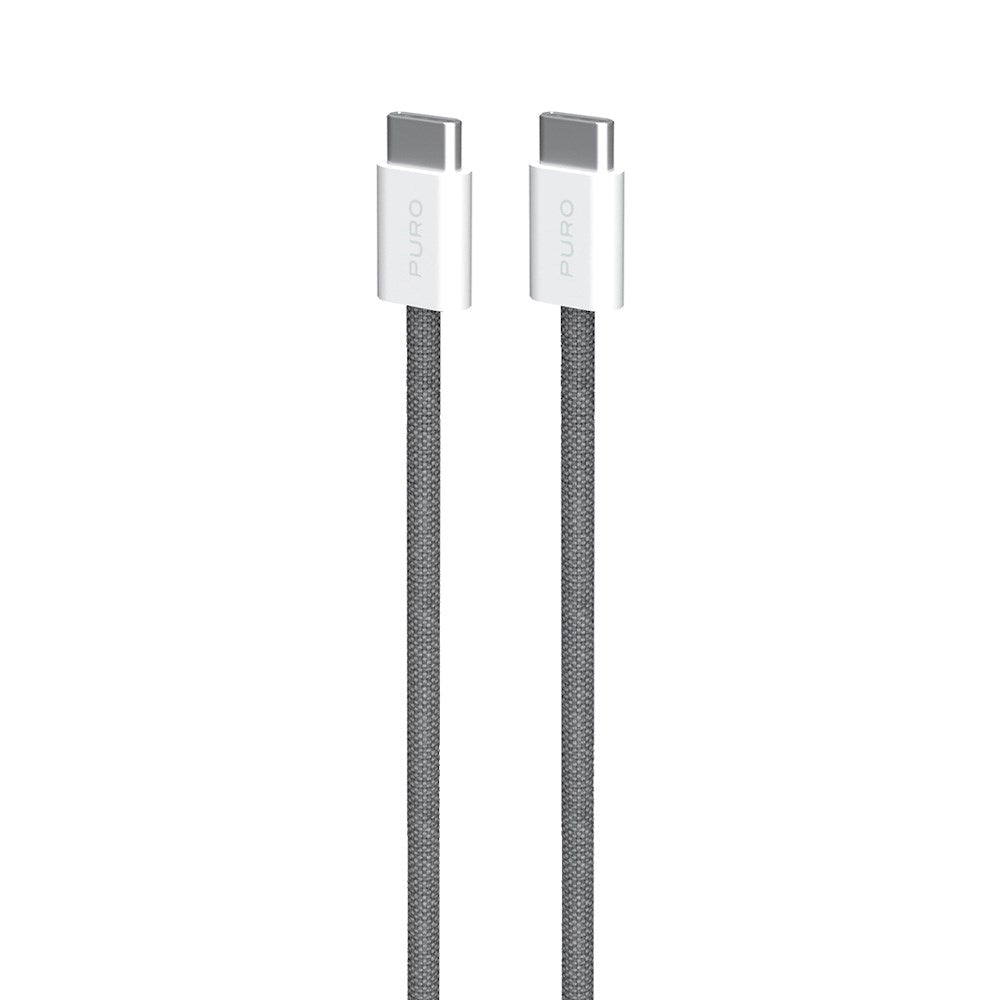 Puro Braided USB-C Cable – 1.5m, 60W, and 480Mbps Data Transfer - Grey