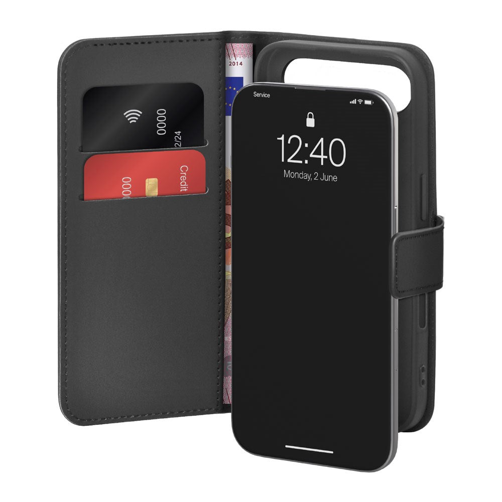 iPhone Air PURO Eco-Leather Flip Case with Card Holder & Stand Function - Black