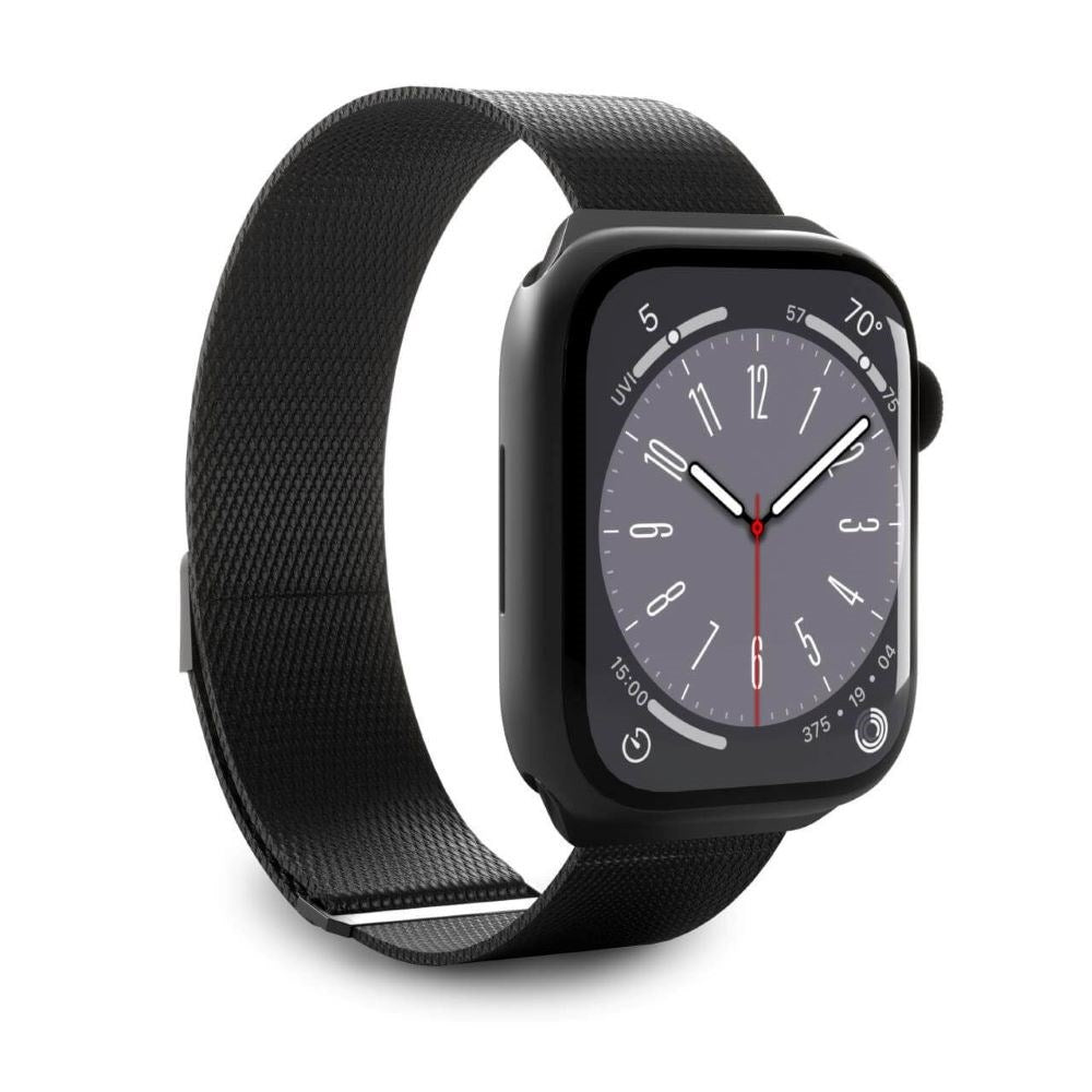 Apple Watch (42/44/SE/45/46/49mm) Puro MILANESE Stainless Steel Watch Strap - Black