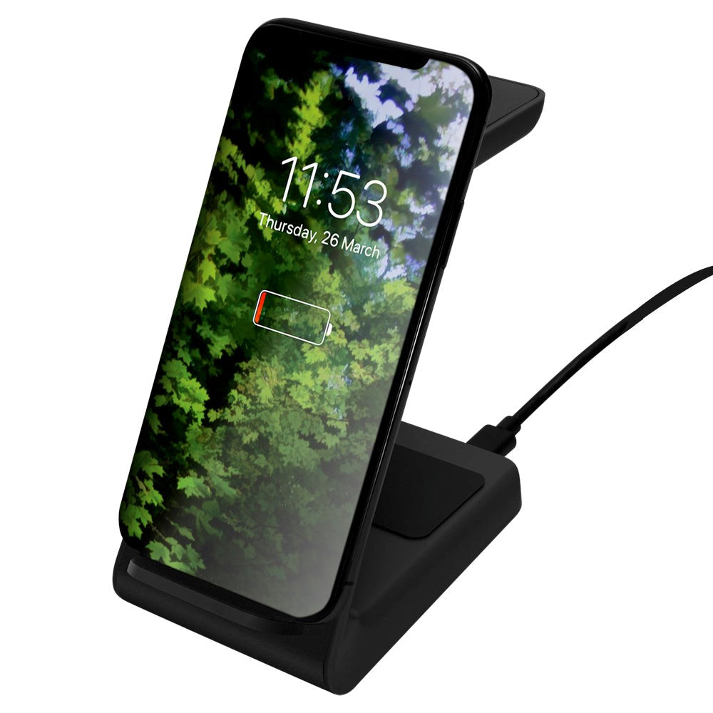 DELTACO Wireless Charger 3-in-1 - 23W - Apple Watch, AirPods & Smartphone - Black