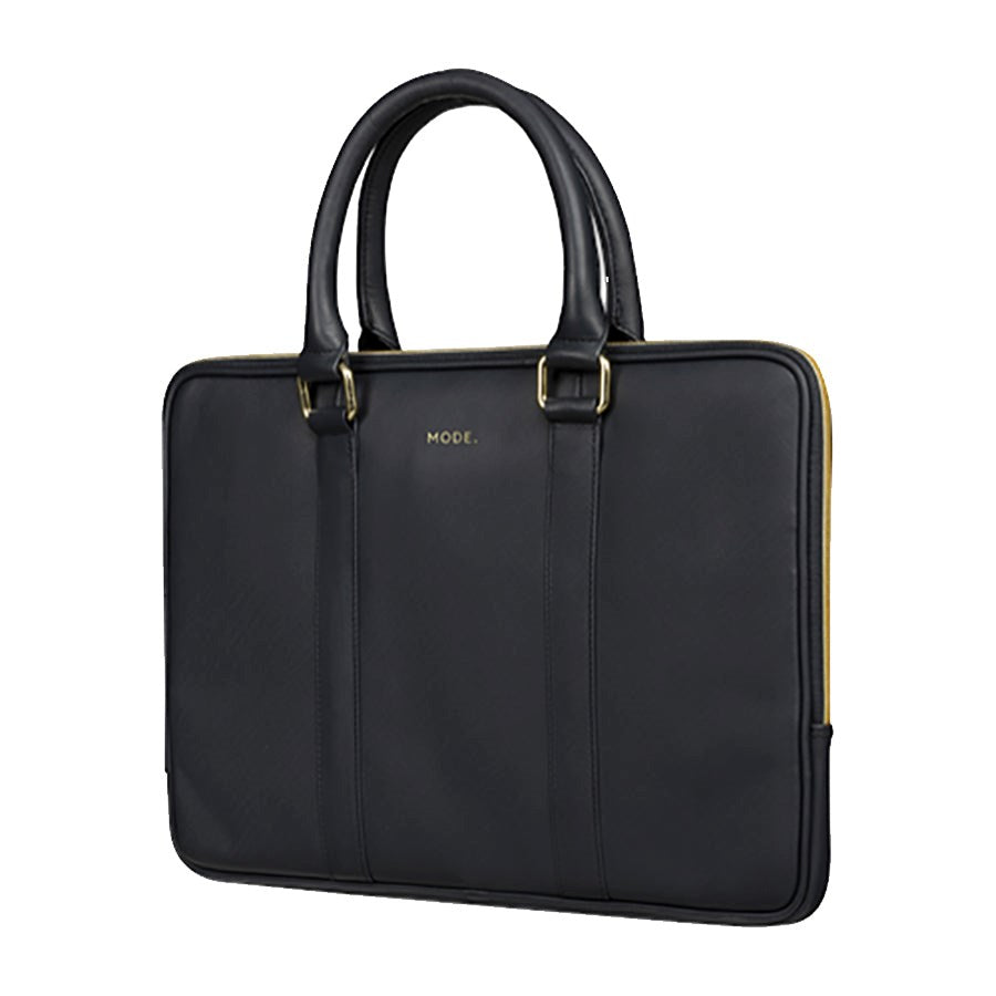 dbramante1928 Rome Fashion Saffiano Leather Laptop Bag 14-15" - Night Black