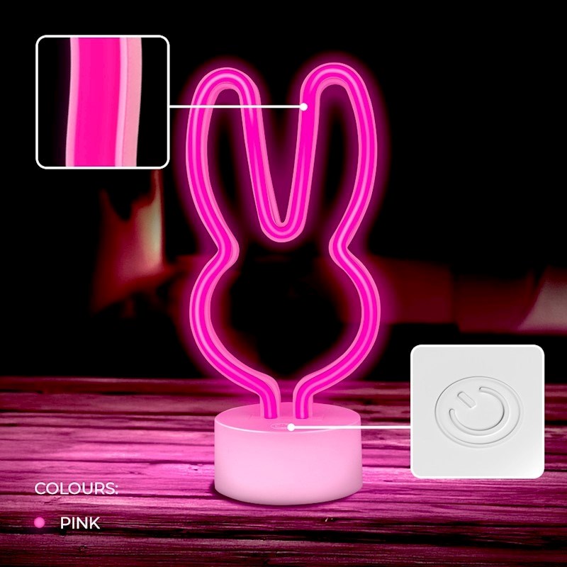 Forever Light Neon Decoration with Foot LED - Pink Light with Rabbit