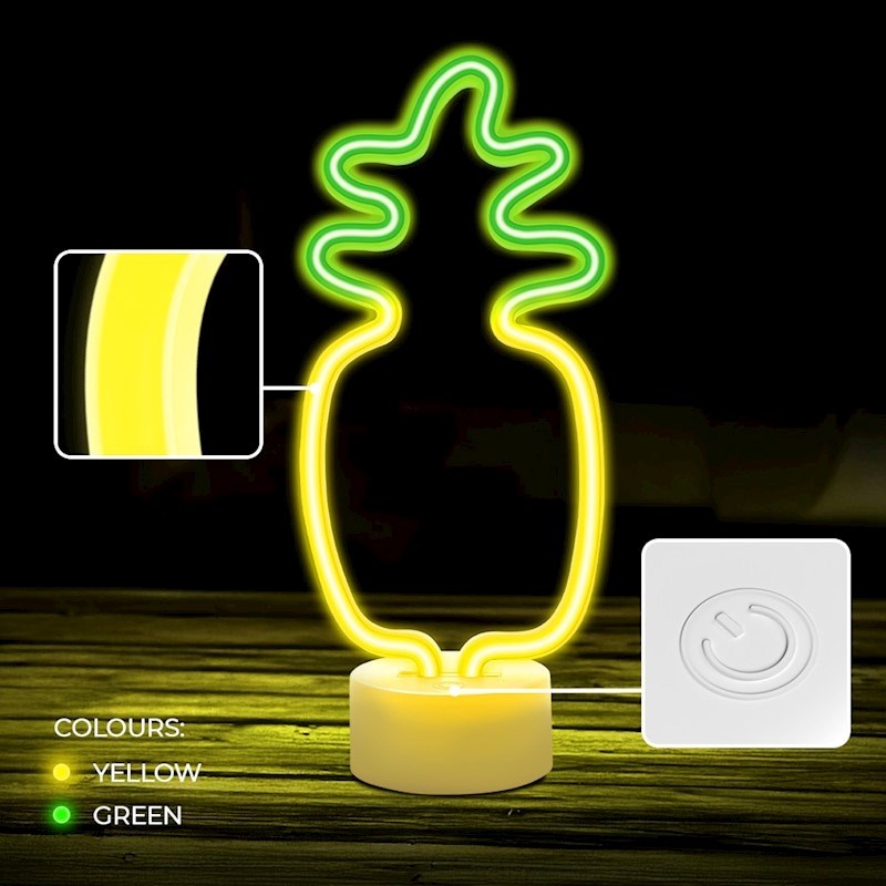 Forever Light Neon Decoration with Foot LED - Yellow / Green Light with Pineapple