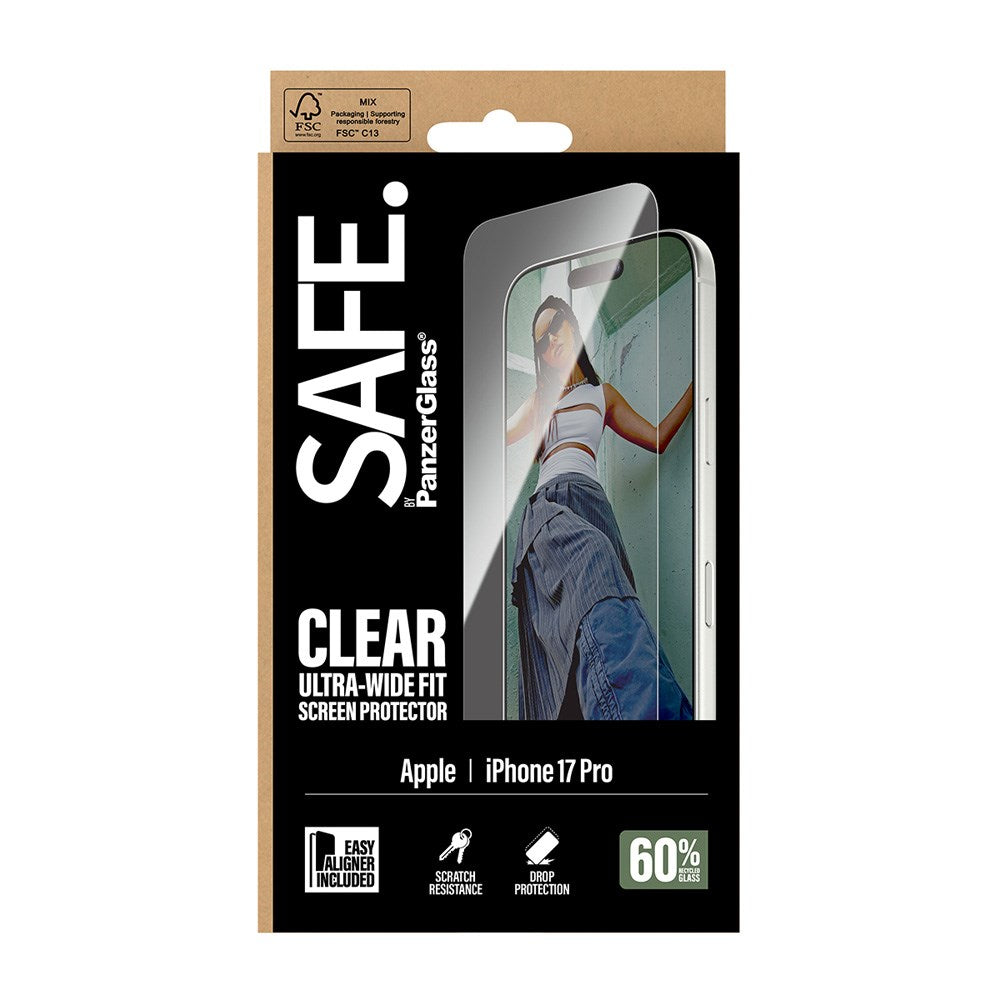 SAFE by PanzerGlass iPhone 17 Pro Ultra-Wide Fit Screen Protector Glass - Transparent