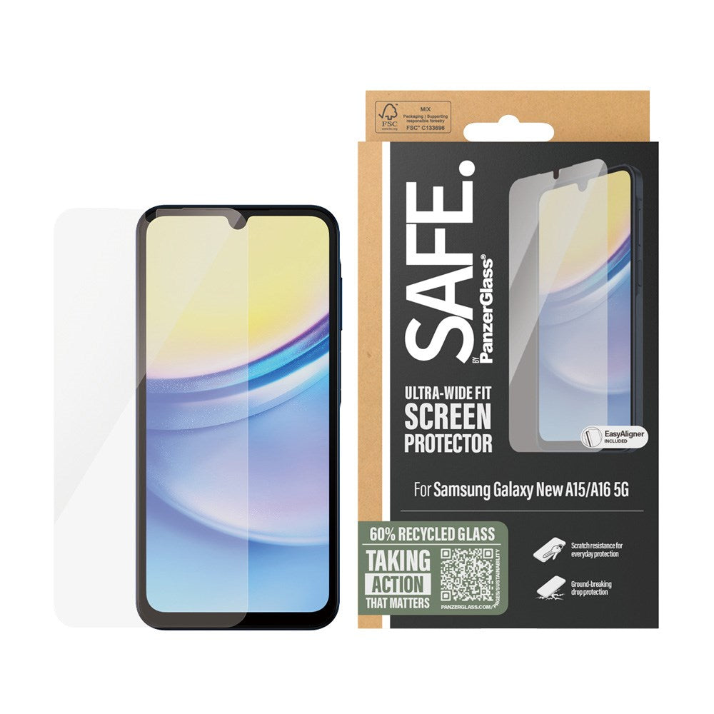 SAFE by PanzerGlass - Samsung Galaxy A16 Ultra-Wide Fit Screen Protection Glass - Transparent