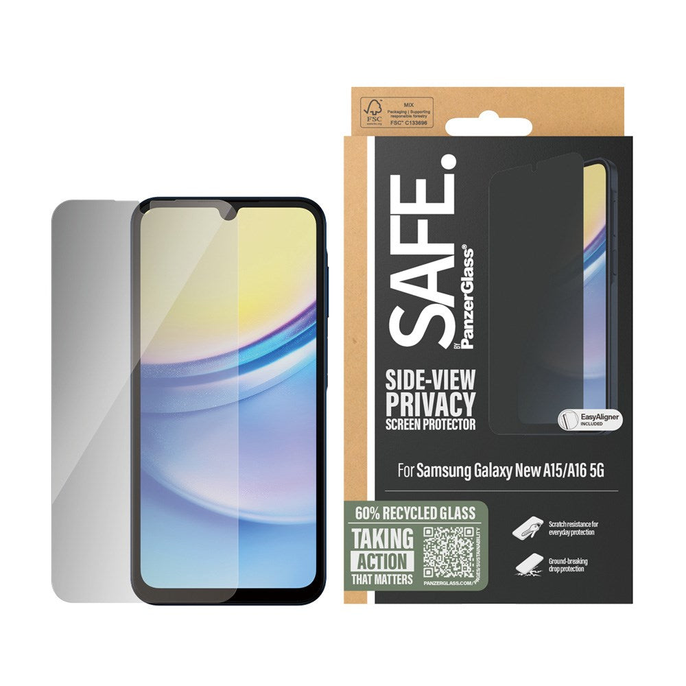 SAFE by PanzerGlass Samsung Galaxy A16 Ultra-Wide Fit Screen Protector Glass - Privacy Function - Transparent