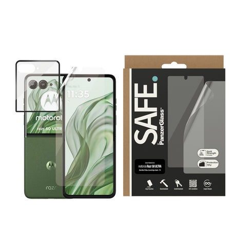 SAFE by PanzerGlass Motorola Razr 50 Ultra - Ultra-Wide Fit Screen Protection Glass for Front Screen & Back Screen - Transparent