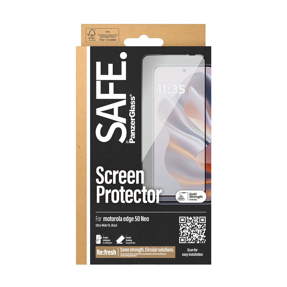 SAFE by PanzerGlass Motorola Edge 50 Neo Ultra-Wide Fit Screen Protection Glass - Transparent/Black Edge