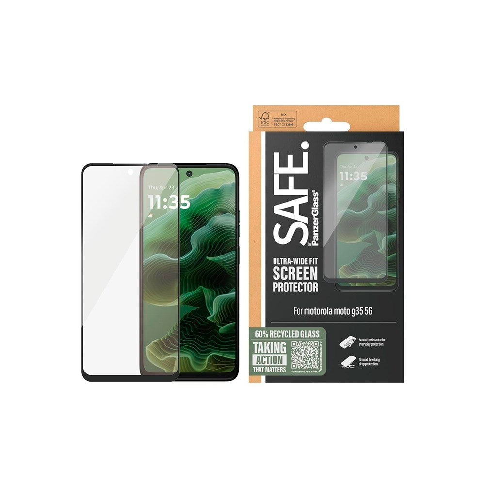 SAFE by PanzerGlass Ultra-Wide Fit Screen Protector Glass - Motorola Moto G35 5G - Transparent/Black Edge