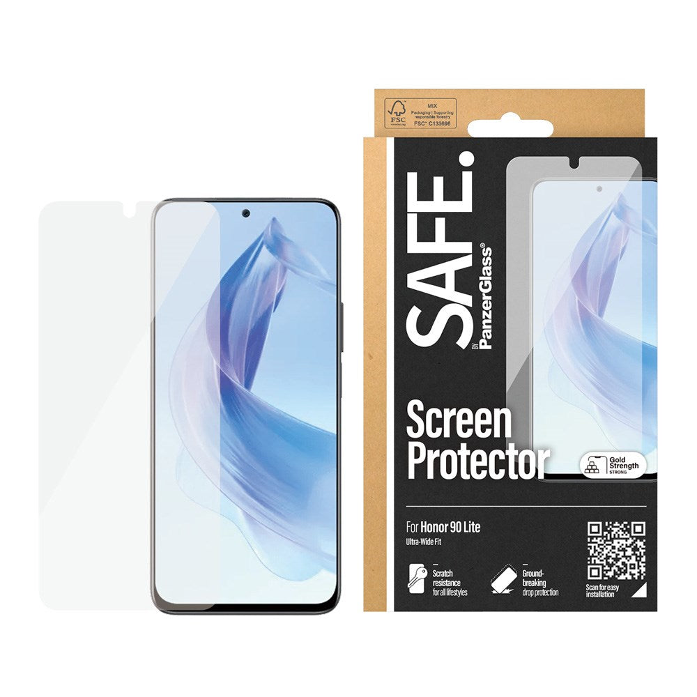 Honor 90 Lite Safe By PanzerGlass® Ultra-Wide Fit Screen Protector - Case Friendly - Gold Strength - Transparent