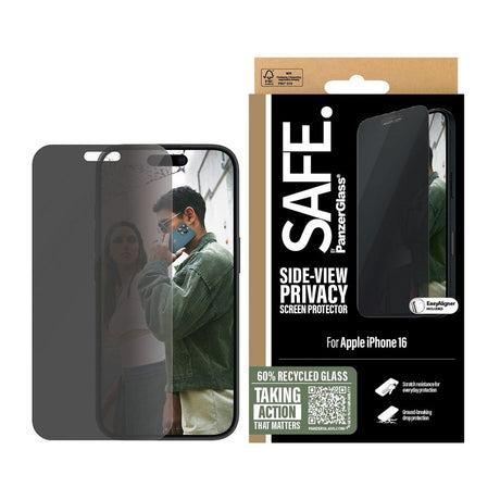 SAFE by PanzerGlass iPhone 15/16 Ultra-Wide Fit Screen Protector Glass - Privacy Function - Transparent