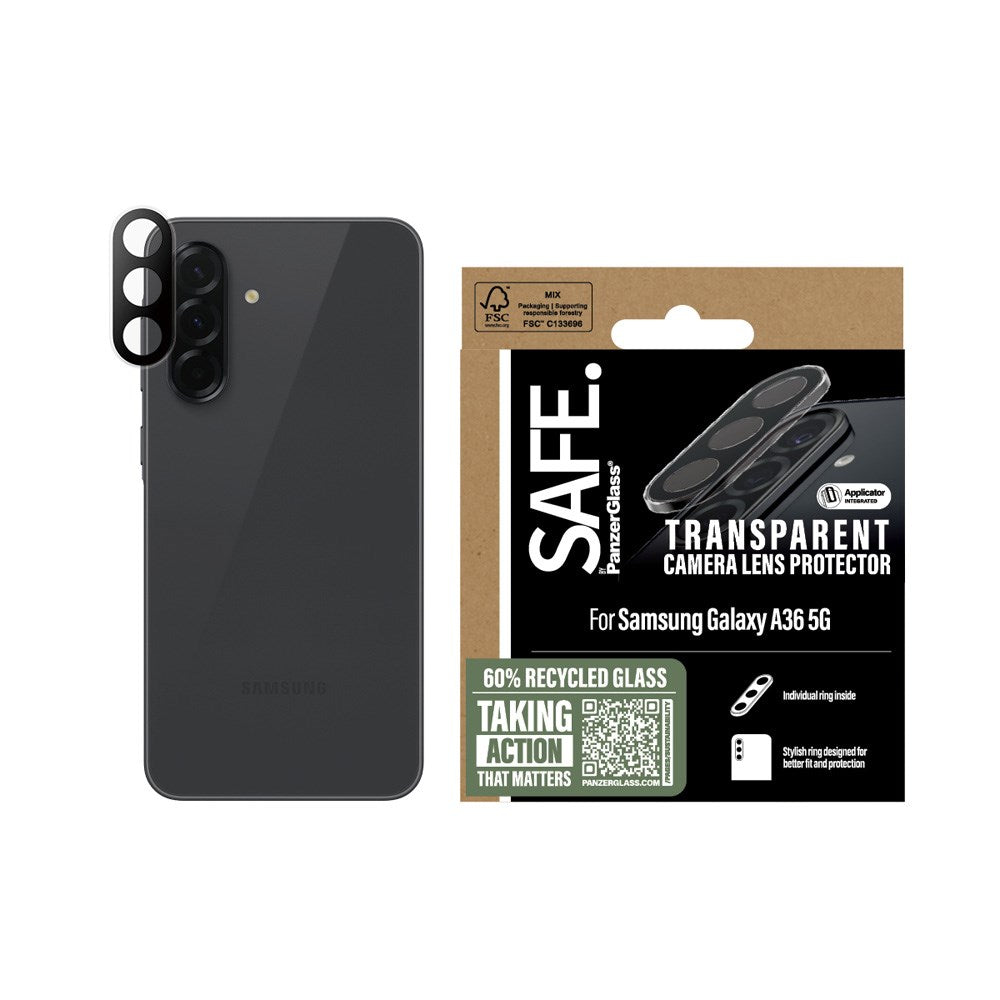Samsung Galaxy A36 (5G) Safe By PanzerGlass Camera Protection - Recycled Glass - Transparent