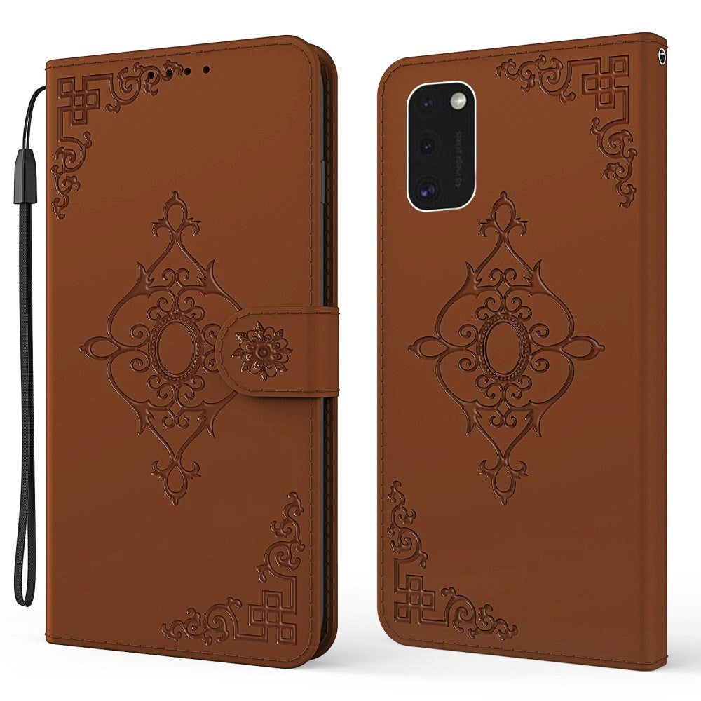 Samsung Galaxy S21+ (Plus) Leather Wallet Case - Symmetrical Pattern Imprint - Brown