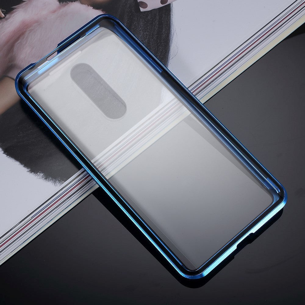 OnePlus 7 Pro Magnetic Metal Case w. Glass Front & Back - Blue