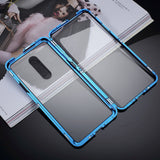 OnePlus 7 Pro Magnetic Metal Case w. Glass Front & Back - Blue